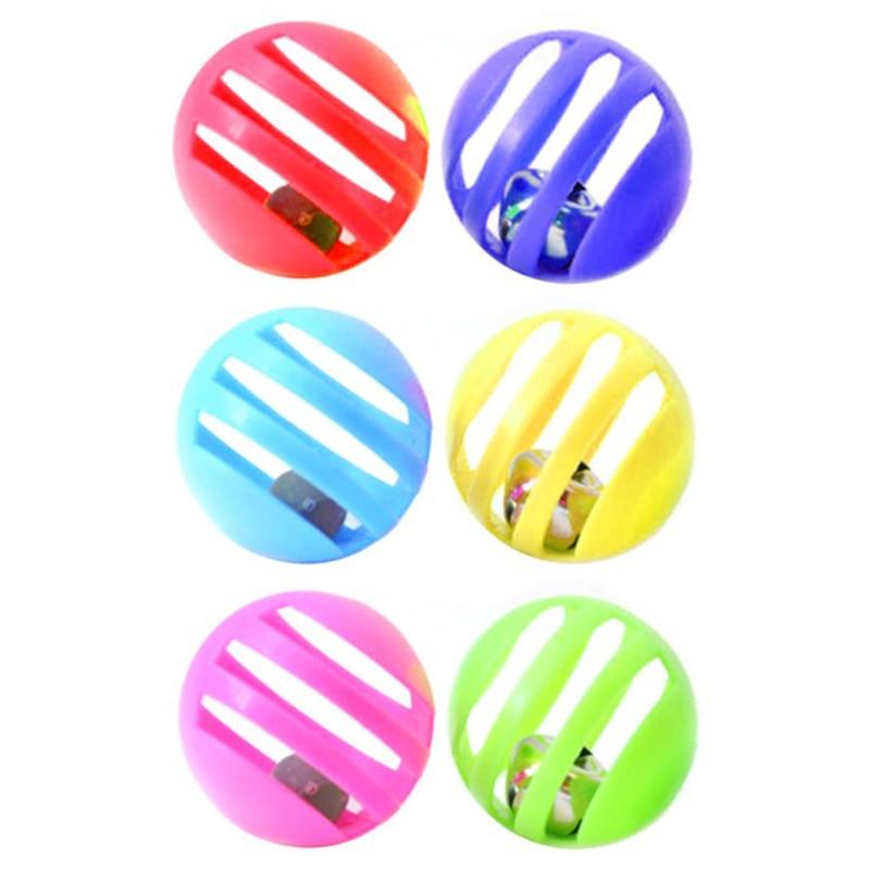 Plastic Colorful Cat Toys Bells Balls Play Kitten Fun Games Pets Interactive Animal Exercise Funny Cat Toy Ball