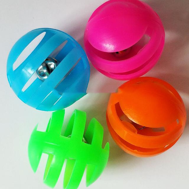 Plastic Colorful Cat Toys Bells Balls Play Kitten Fun Games Pets Interactive Animal Exercise Funny Cat Toy Ball