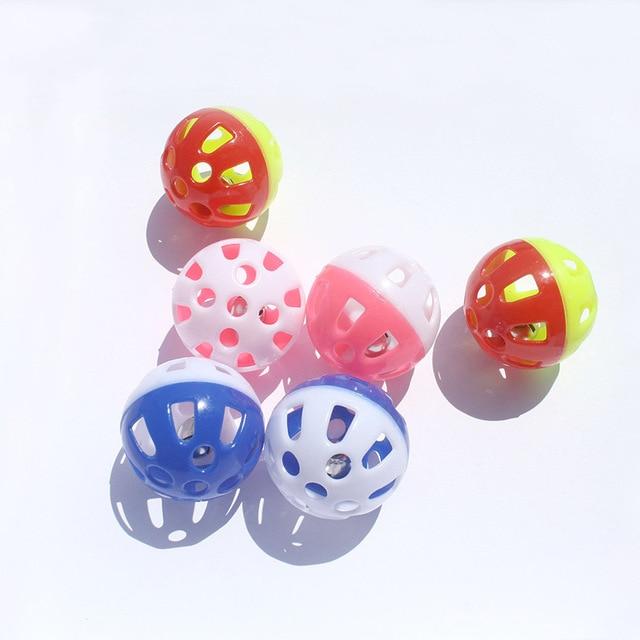 Plastic Colorful Cat Toys Bells Balls Play Kitten Fun Games Pets Interactive Animal Exercise Funny Cat Toy Ball