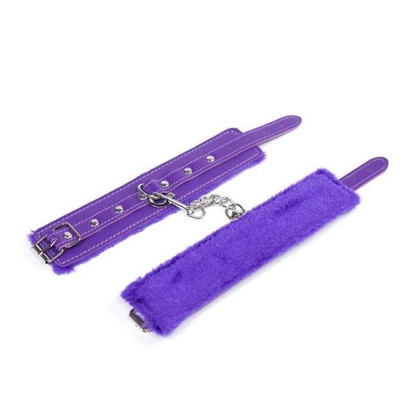 Sexy Adjustable PU Leather Plush Handcuff Ankle Cuff Restraints Bondage Sex Toy Restraints Sex Bondage Exotic Accessories