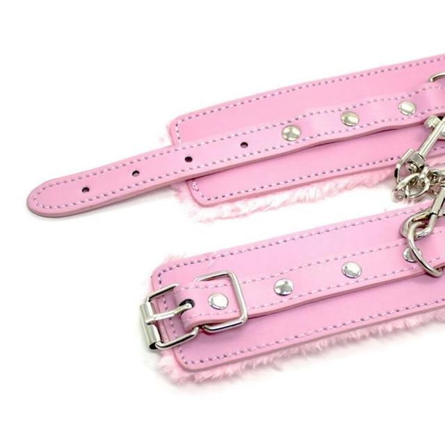 Sexy Adjustable PU Leather Plush Handcuff Ankle Cuff Restraints Bondage Sex Toy Restraints Sex Bondage Exotic Accessories