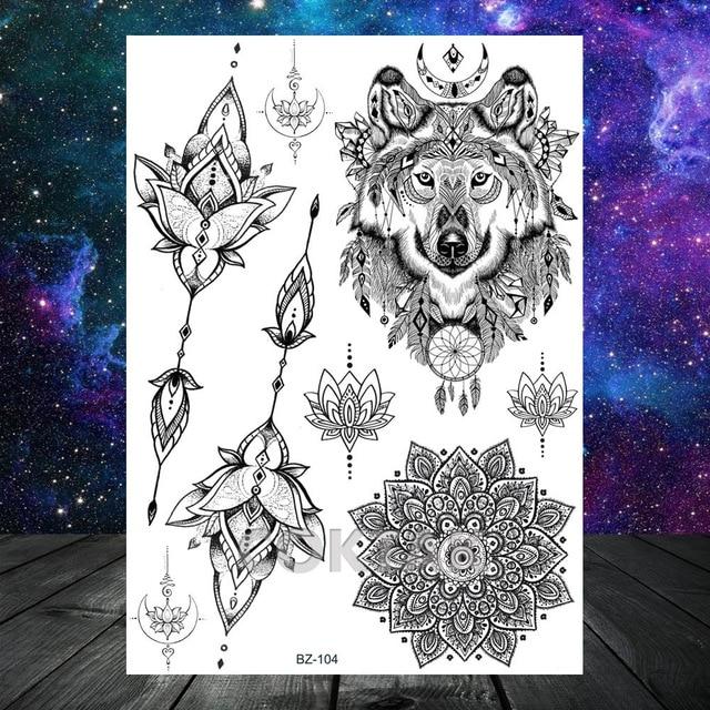 Large Black Henna Arm Tattoos Legs Bracelet India Mandala Flower Temporary Tattoo Mehndi Women Body Stickers Big Sexy Tattoo Art