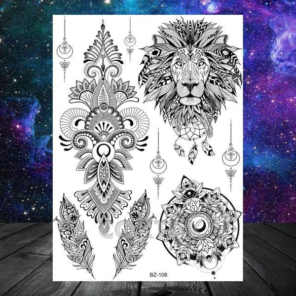 Large Black Henna Arm Tattoos Legs Bracelet India Mandala Flower Temporary Tattoo Mehndi Women Body Stickers Big Sexy Tattoo Art