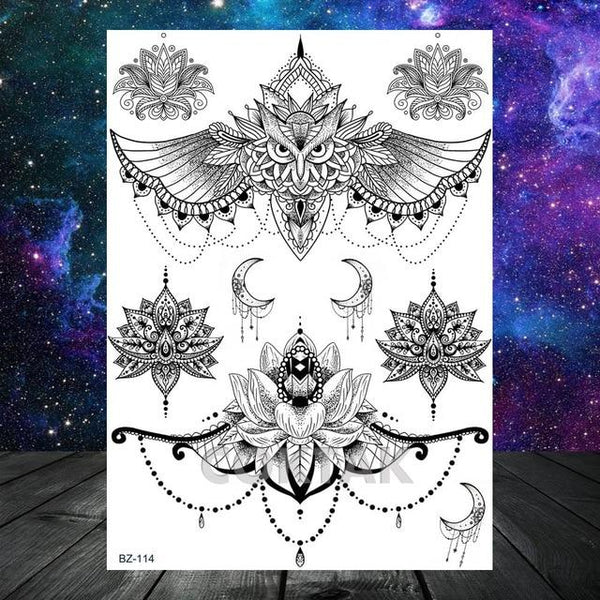 Large Black Henna Arm Tattoos Legs Bracelet India Mandala Flower Temporary Tattoo Mehndi Women Body Stickers Big Sexy Tattoo Art