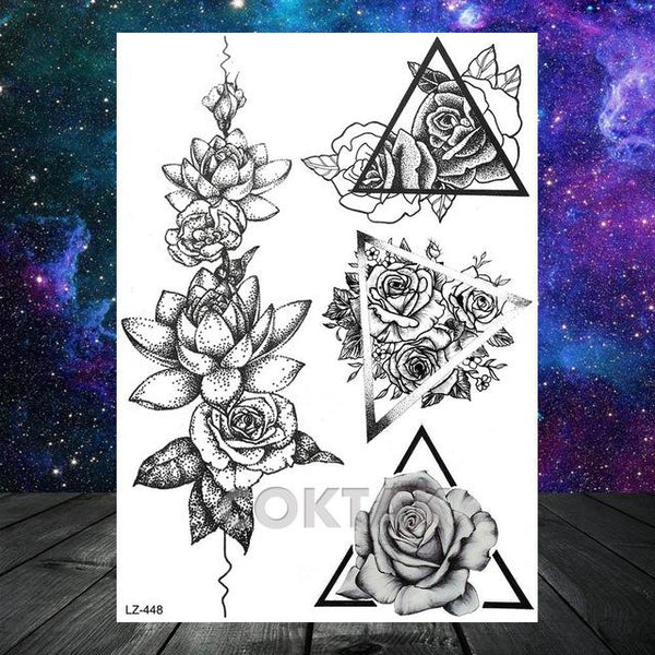 Large Black Henna Arm Tattoos Legs Bracelet India Mandala Flower Temporary Tattoo Mehndi Women Body Stickers Big Sexy Tattoo Art