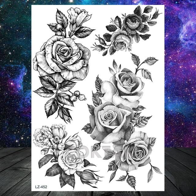 Large Black Henna Arm Tattoos Legs Bracelet India Mandala Flower Temporary Tattoo Mehndi Women Body Stickers Big Sexy Tattoo Art