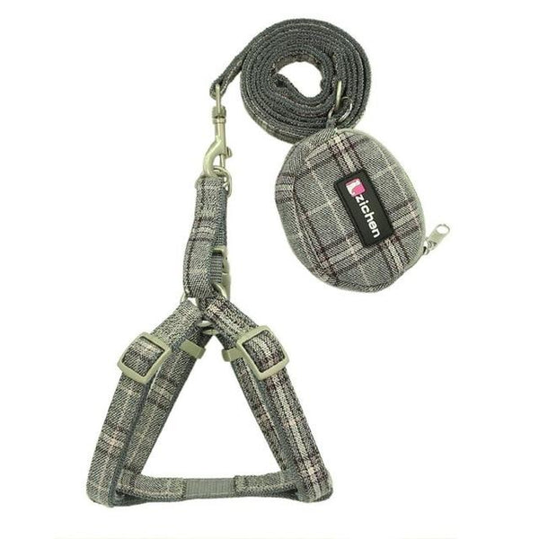 Zichen Pet Dog Harness Leash Set Lattice Thickening Double Nylon Small Purse Dog Harness Pet Leash Perfect for Daily Walking S-M