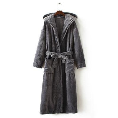 Winter Thickening Warm Flannel Hooded Bathrobe Men Dressing Gown Coral Fleece Bath Robe Male Sleepwear Nightgown Kimono Homme