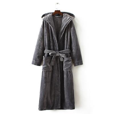 Winter Thickening Warm Flannel Hooded Bathrobe Men Dressing Gown Coral Fleece Bath Robe Male Sleepwear Nightgown Kimono Homme
