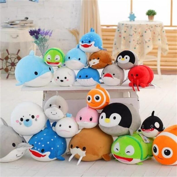 20CM Cute Dolphin Seals Walruses Killer Whales Whale Sharks Plush Toys Ocean Alliance Children Doll Dolls Foam Particles toys