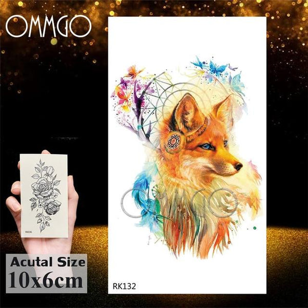 OMMGO 3D Rhombus Triangle Skull Nun Temporary Tattoo Sticker For Men Women Arm Leg Tatoo Paper Waterproof Body Art Black Tattoos
