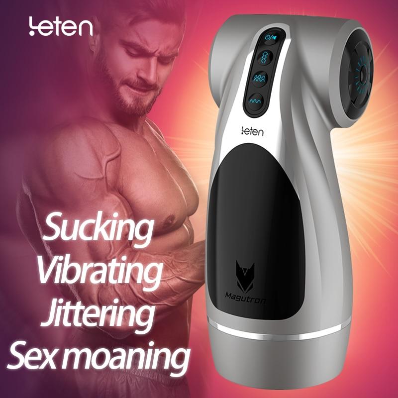 Leten Automatic Hip Vaginal Male Masturbator jitter vibrate Suck sex moan 4 feature Sex Machine Vibration Adult Sex Toys for Me