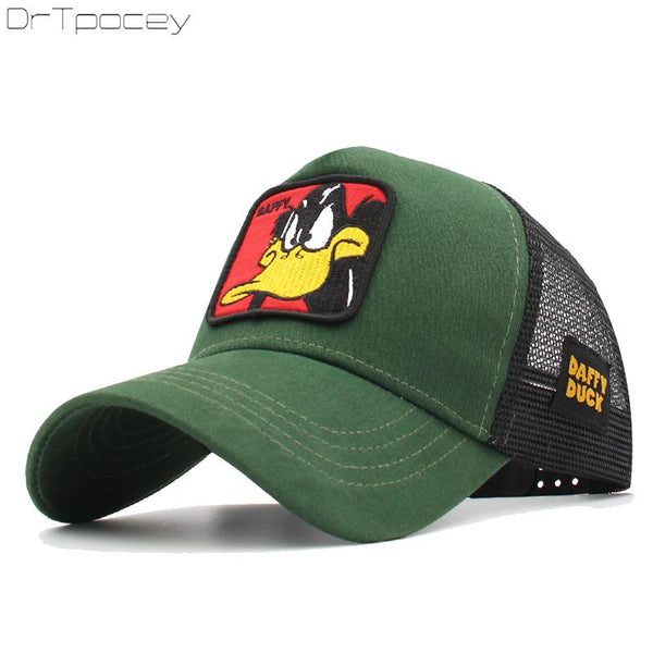 Animals Embroidery Duffy Duck Baseball Caps Men Women Snapback Hip Hop Hat Summer Breathable Mesh Gorras Unisex Streetwear Bone