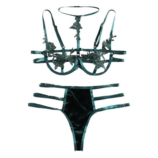 Porno Sexy Lingerie Women Sexy Underwear Lenceria mujer Erotic Langerie Open Bust Transparent Babydoll Lace Bra and Panty Set