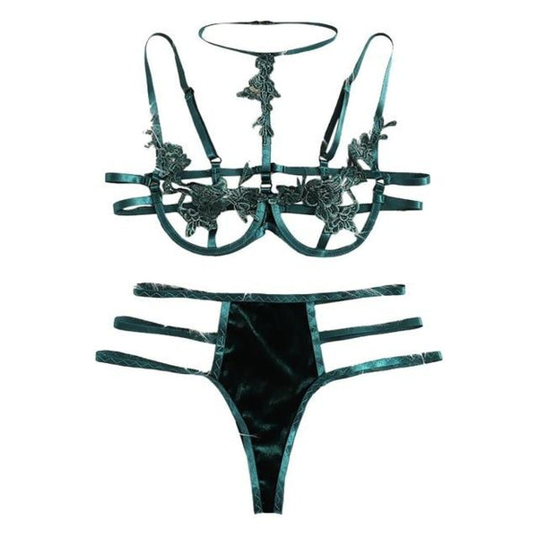 Porno Sexy Lingerie Women Sexy Underwear Lenceria mujer Erotic Langerie Open Bust Transparent Babydoll Lace Bra and Panty Set