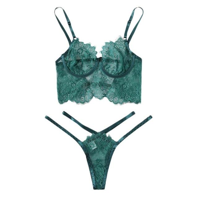 Porno Sexy Lingerie Women Sexy Underwear Lenceria mujer Erotic Langerie Open Bust Transparent Babydoll Lace Bra and Panty Set