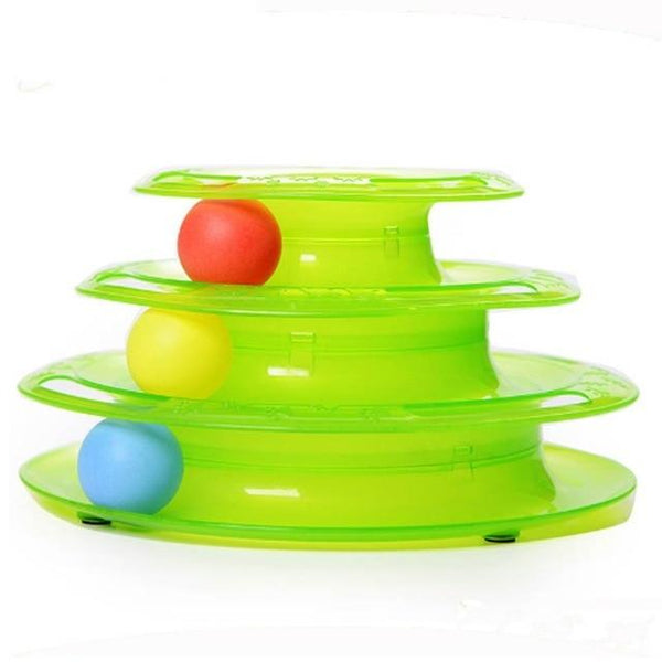 Tower of Tracks Ball and Track Interactive Toy for Cats, Fun Cat Game Intelligence Triple Play Disc Cat For Toy Balls