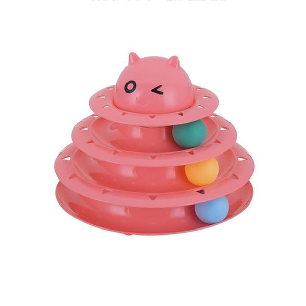 Tower of Tracks Ball and Track Interactive Toy for Cats, Fun Cat Game Intelligence Triple Play Disc Cat For Toy Balls