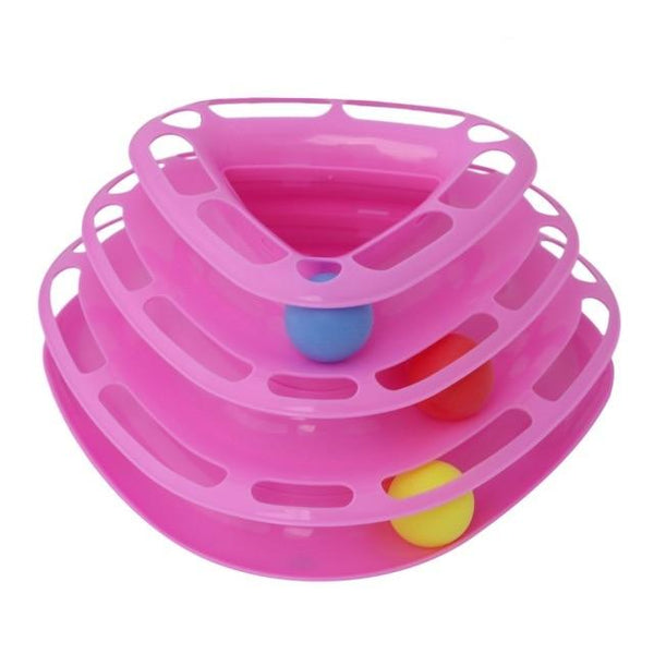 Tower of Tracks Ball and Track Interactive Toy for Cats, Fun Cat Game Intelligence Triple Play Disc Cat For Toy Balls