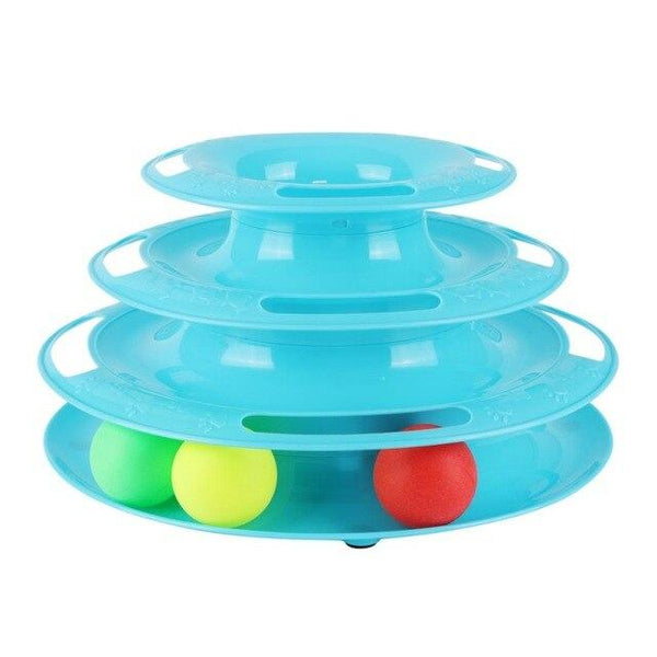 Tower of Tracks Ball and Track Interactive Toy for Cats, Fun Cat Game Intelligence Triple Play Disc Cat For Toy Balls