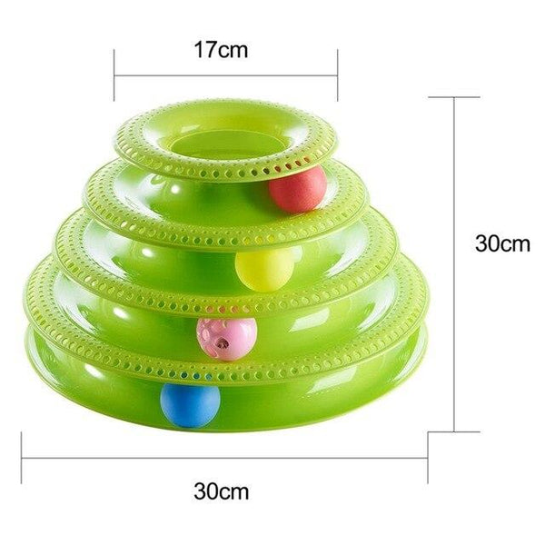 Tower of Tracks Ball and Track Interactive Toy for Cats, Fun Cat Game Intelligence Triple Play Disc Cat For Toy Balls