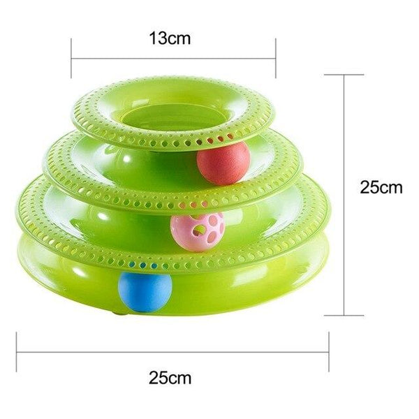 Tower of Tracks Ball and Track Interactive Toy for Cats, Fun Cat Game Intelligence Triple Play Disc Cat For Toy Balls