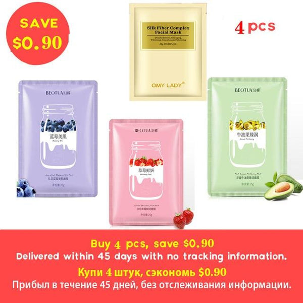 BEOTUA Face Mask Natural Fruit Extracts Hyaluronic Acid Facial Masks Moisturizing anti acne aging whitening Skin Care Masks