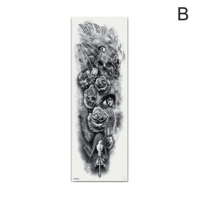 Arm Sleeve Tattoo Sketch Lion Tiger Waterproof Temporary Tattoo Sticker Wild Fierce Animal Men Full Bird Totem Tattoo 48cmx17cm