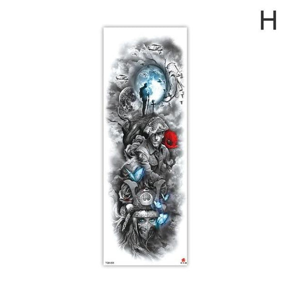 Arm Sleeve Tattoo Sketch Lion Tiger Waterproof Temporary Tattoo Sticker Wild Fierce Animal Men Full Bird Totem Tattoo 48cmx17cm