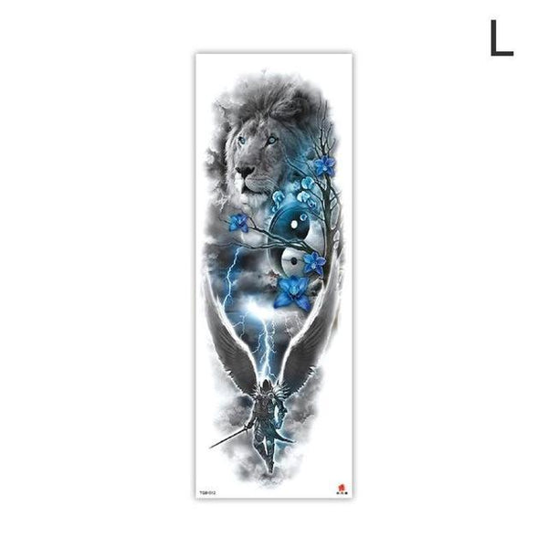 Arm Sleeve Tattoo Sketch Lion Tiger Waterproof Temporary Tattoo Sticker Wild Fierce Animal Men Full Bird Totem Tattoo 48cmx17cm