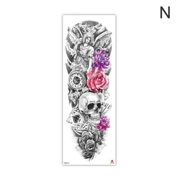 Arm Sleeve Tattoo Sketch Lion Tiger Waterproof Temporary Tattoo Sticker Wild Fierce Animal Men Full Bird Totem Tattoo 48cmx17cm