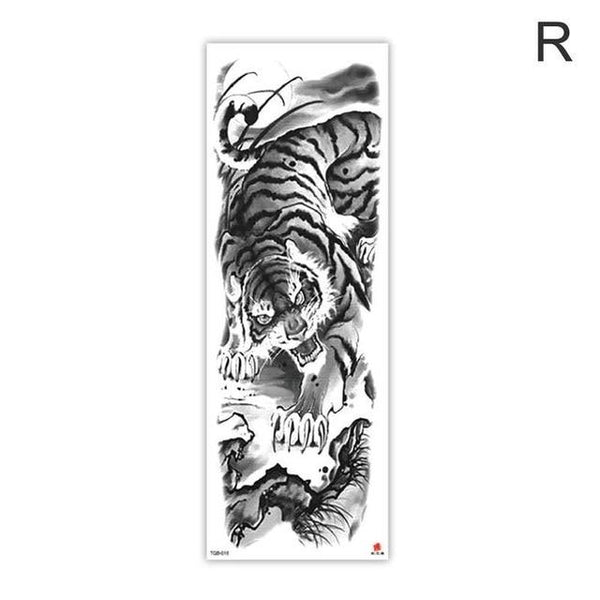 Arm Sleeve Tattoo Sketch Lion Tiger Waterproof Temporary Tattoo Sticker Wild Fierce Animal Men Full Bird Totem Tattoo 48cmx17cm