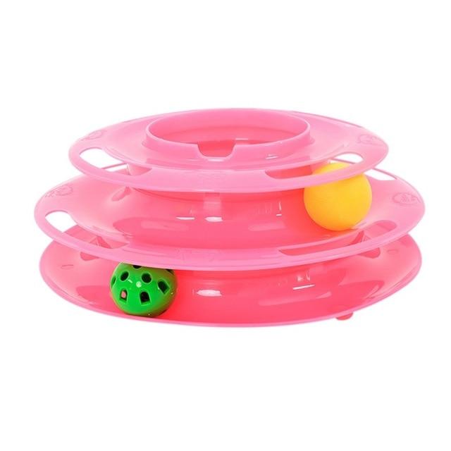 Three Levels pet cat toy Tower Tracks Disc cat Intelligence Amusement triple pay disc cat toys ball Training Amusement plate 201