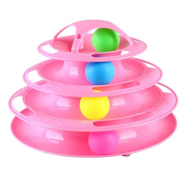 Three Levels pet cat toy Tower Tracks Disc cat Intelligence Amusement triple pay disc cat toys ball Training Amusement plate 201