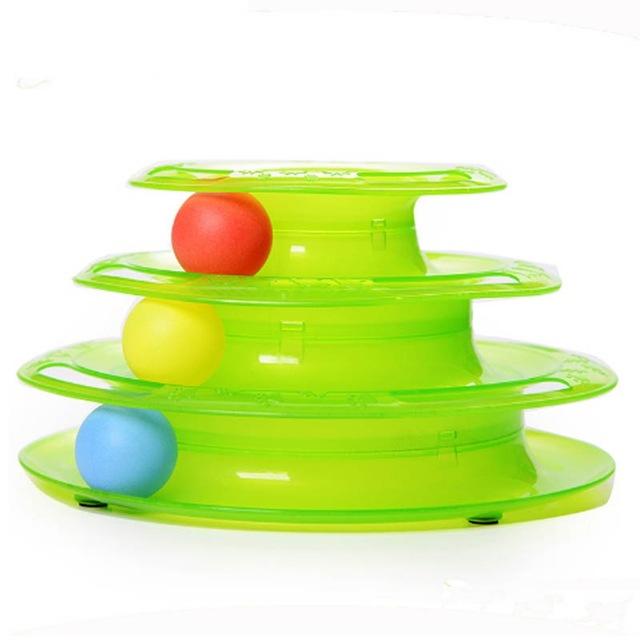 Three Levels pet cat toy Tower Tracks Disc cat Intelligence Amusement triple pay disc cat toys ball Training Amusement plate 201