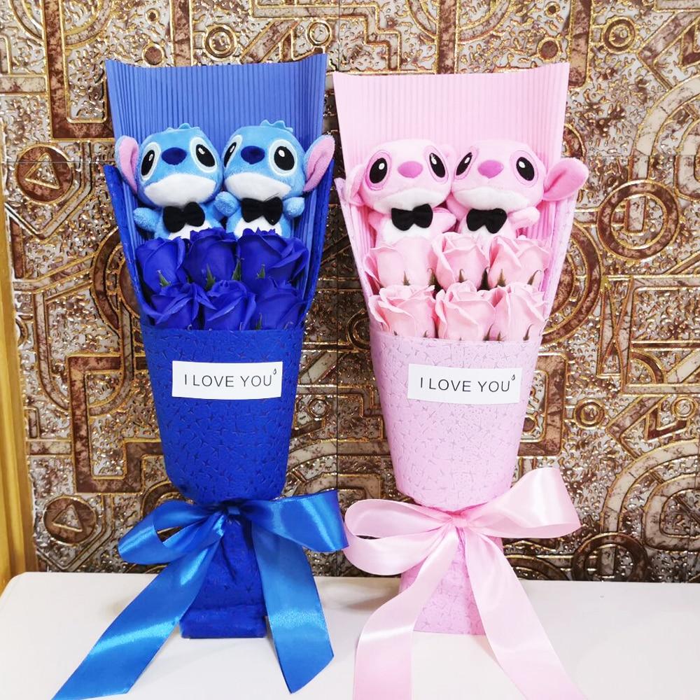 BOLAFYNIA Stitch Plush Toys Anime Lilo and Stitch Soft Stuffed Animal Dolls Plush bouquets For Valentine's Day Christmas Gifts