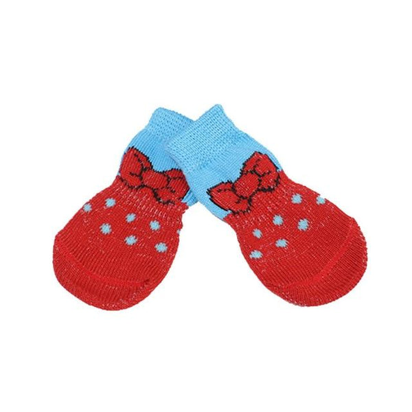 4 Pcs Pet Puppy Dog Socks Anti-slip Knitting Breathable Elasticity Warm Winter Indoor Hogard NO22