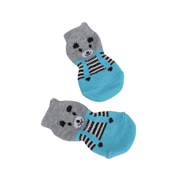 4 Pcs Pet Puppy Dog Socks Anti-slip Knitting Breathable Elasticity Warm Winter Indoor Hogard NO22