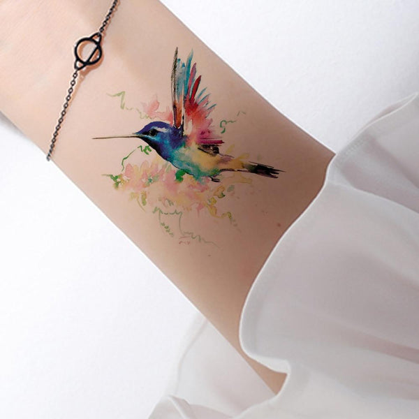 3D Watercolor Temporary Tattoo Birds Women Hands Arm Tattoo Stickers Hummingbird Flash Girls Body Cosmetic Waterproof Tatoos DIY