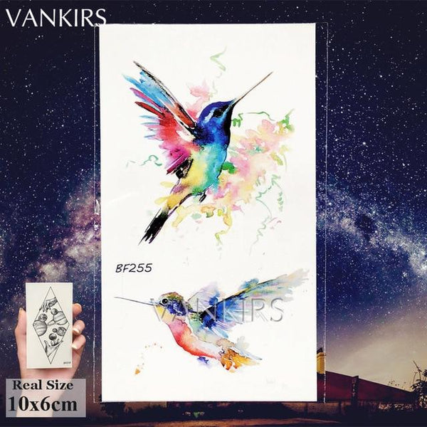 3D Watercolor Temporary Tattoo Birds Women Hands Arm Tattoo Stickers Hummingbird Flash Girls Body Cosmetic Waterproof Tatoos DIY