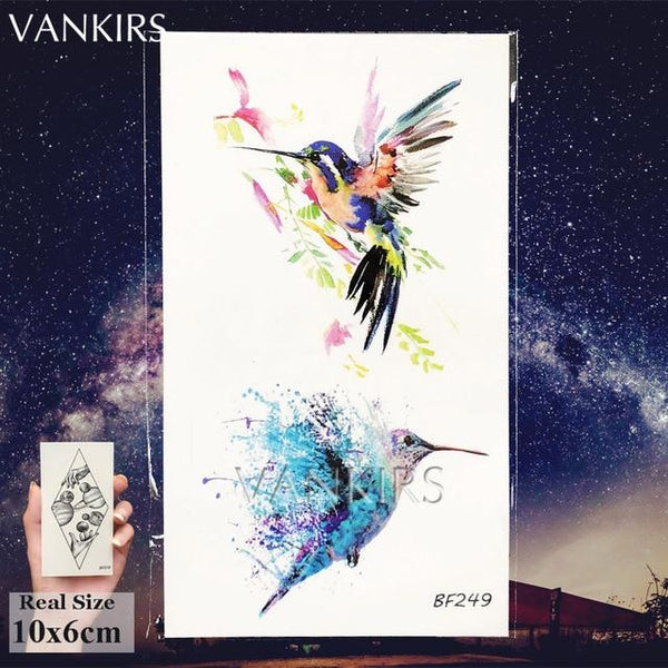 3D Watercolor Temporary Tattoo Birds Women Hands Arm Tattoo Stickers Hummingbird Flash Girls Body Cosmetic Waterproof Tatoos DIY