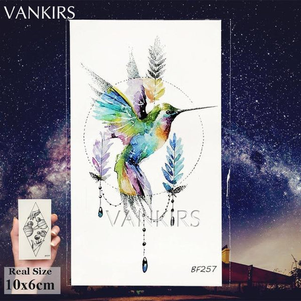 3D Watercolor Temporary Tattoo Birds Women Hands Arm Tattoo Stickers Hummingbird Flash Girls Body Cosmetic Waterproof Tatoos DIY