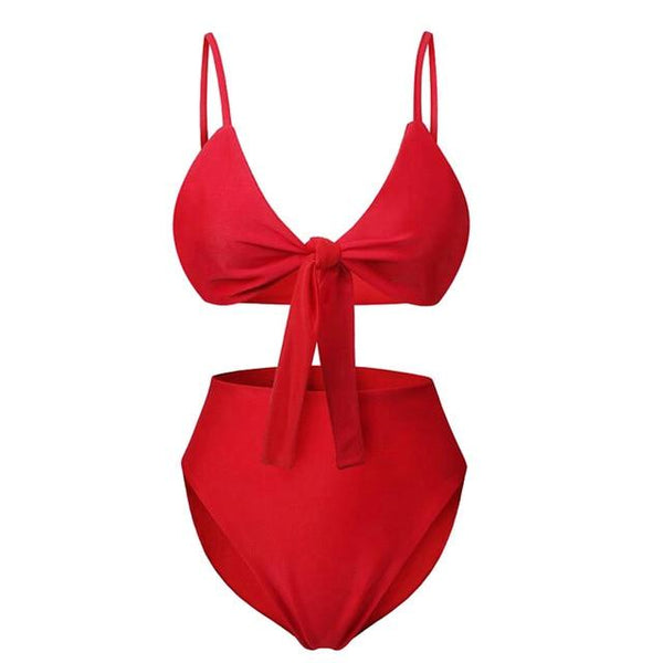 MoneRffi 2019 Bikini Sexy Beach Swimsuit for Women Swimwear Solid High Waist Bathing Suit Adjustable Summer Push Up Swim Wear