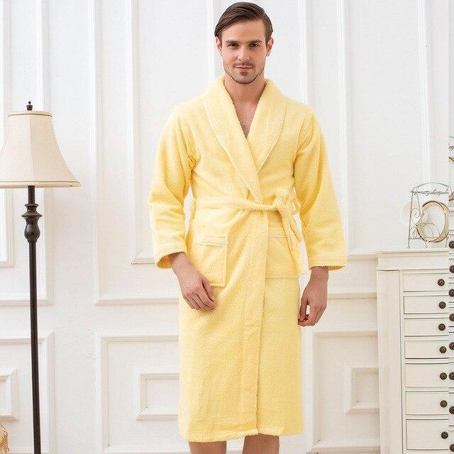 New Winter Bathrobe Men Towel Fleece Warm Soft Cotton Long Sleep Kimono Robe Bathrobe Male Dressing Gown Robes Plus Size XL
