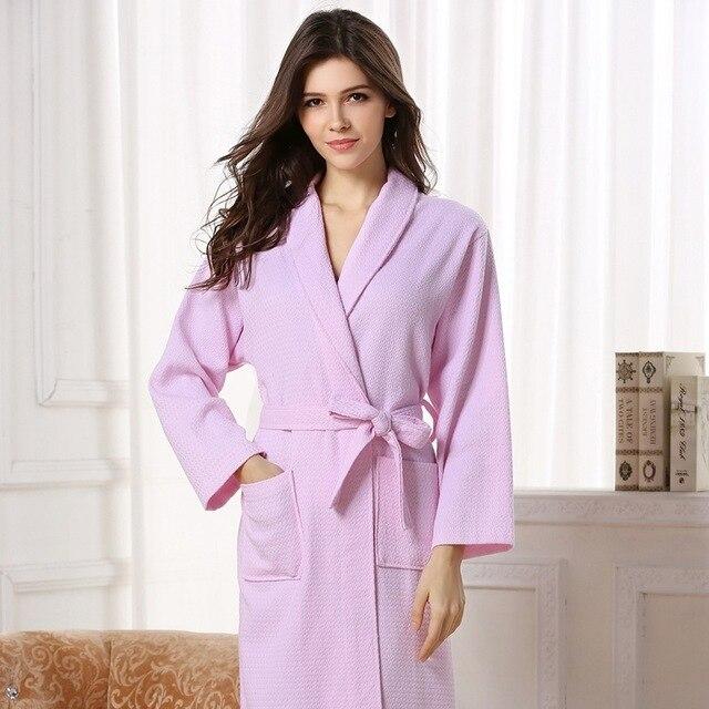 Men Bathrobe Cotton Waffle Man's Robe Nightgown Male Robe BathrobeBath Fleece Robe Dressing Gowns Pajamas Sleep Wear White Blue