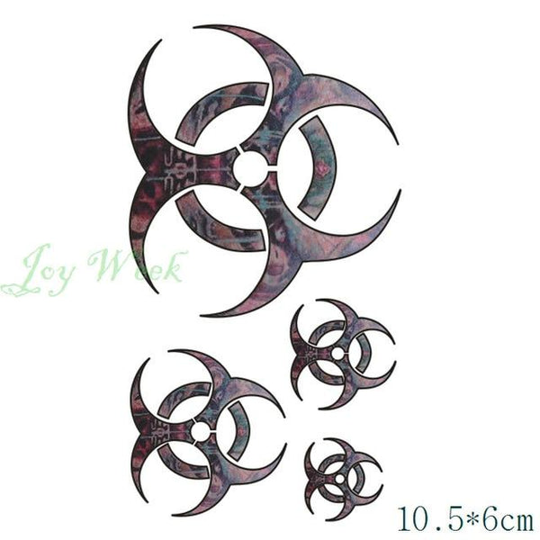 Waterproof Temporary Tattoo sticker Biological hazard  Biohazard danger tatto flash tatoo fake tattoos for men women