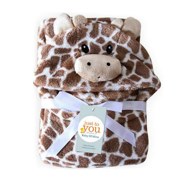 Lovely fleece baby bath towel cute animal shape kid hooded baby towel bathrobe cloak baby receiving blanket neonatal hold to be