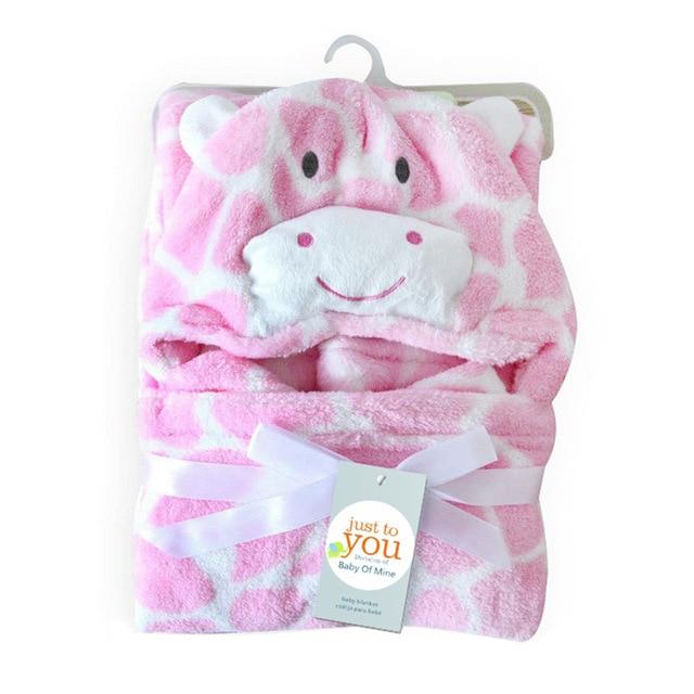 Lovely fleece baby bath towel cute animal shape kid hooded baby towel bathrobe cloak baby receiving blanket neonatal hold to be