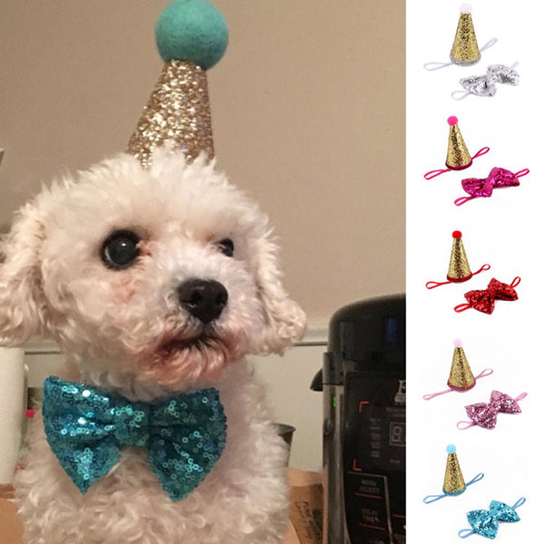 Crown & Bow Tie Pet Dog Puppy Birthday Hat Party Costume Headwear Decoration