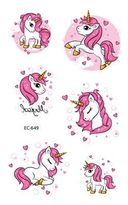 Waterproof Temporary Tattoo Sticker Cute Unicorn Fake Tatoo Tatouage Temporaire Flash Tatto hand foot For Kids Children Girl